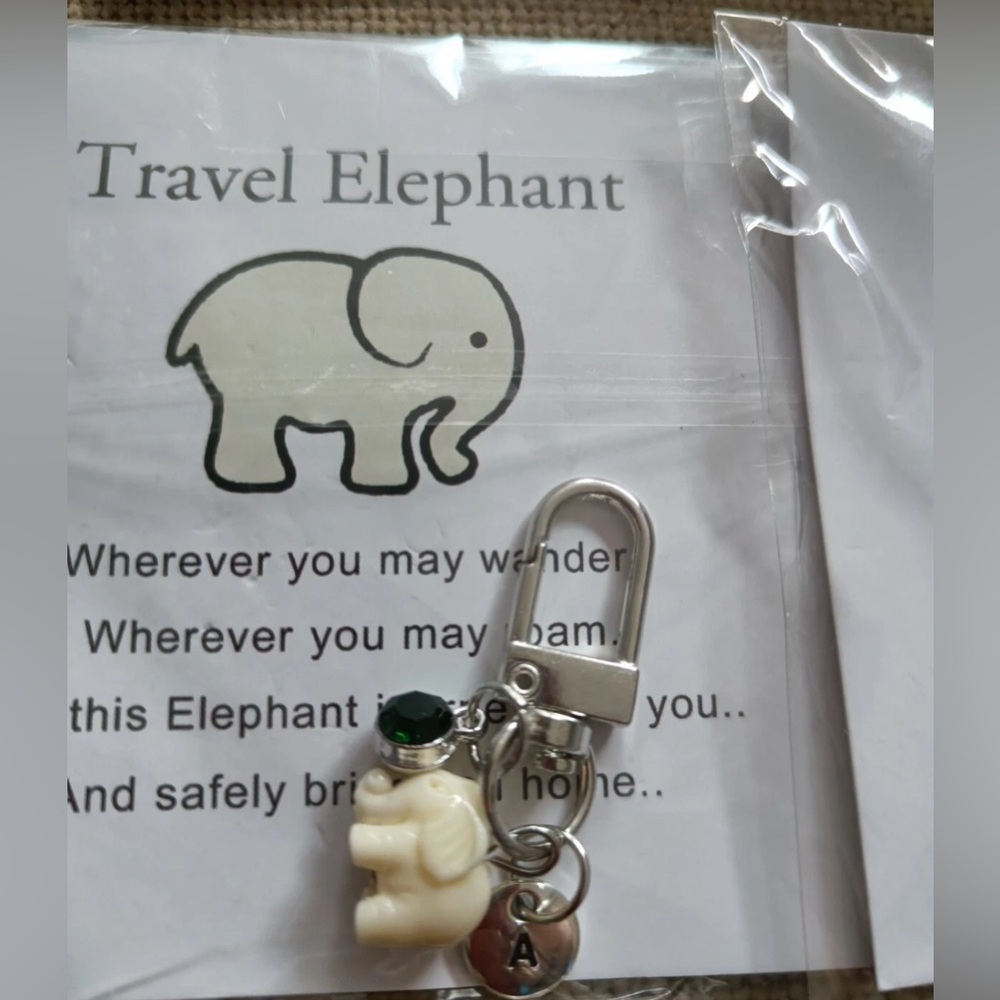 Travel Elephant Keychain with Green Gem
Travel Good Luck Charm letter charm new
